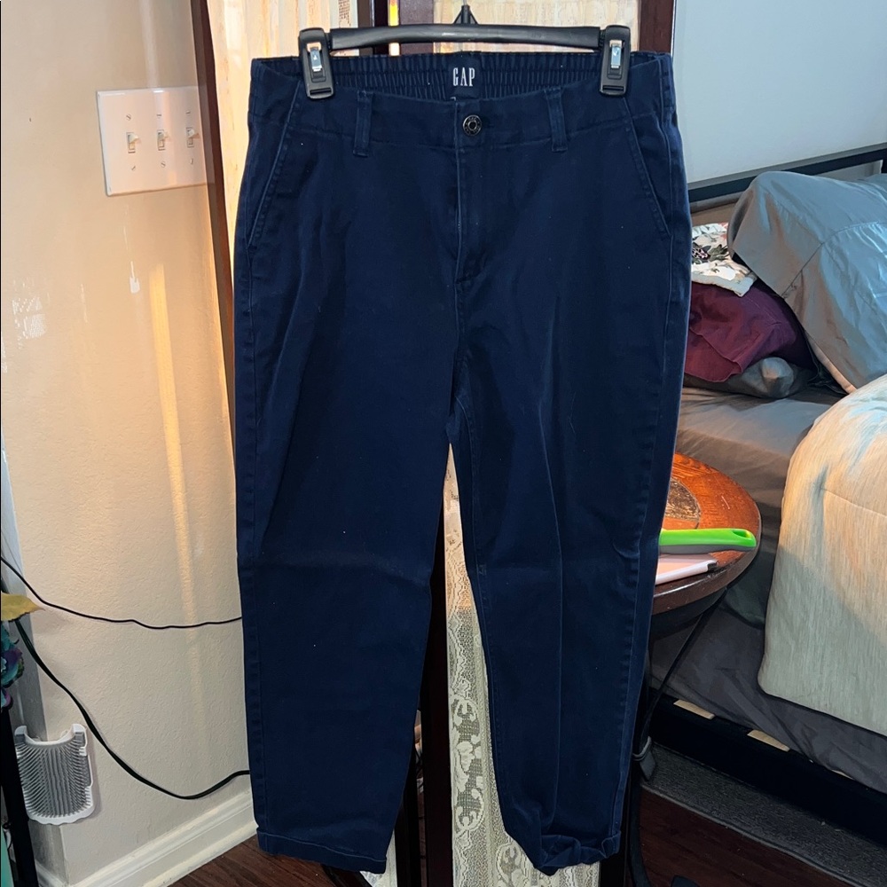 GAP Women's Navy Straight Cotton Trousers